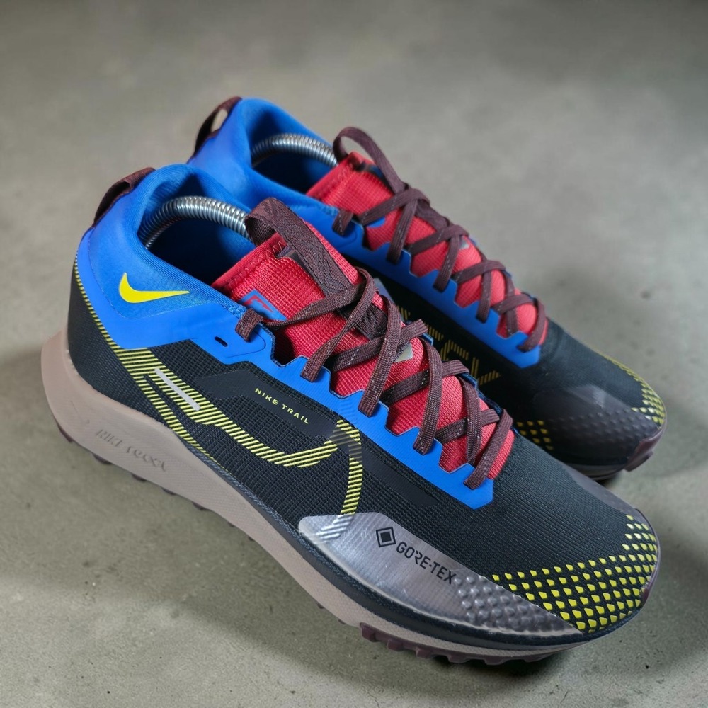 Nike React Pegasus Trail 4 GTX Mens 10.5 Black Blue Running Hiking Shoes NEW